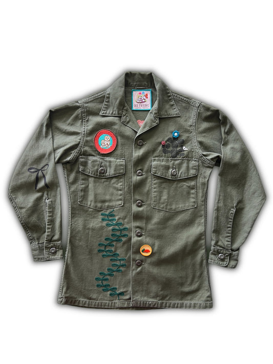 Vintage Military Shirt - Bloom Button Cactus