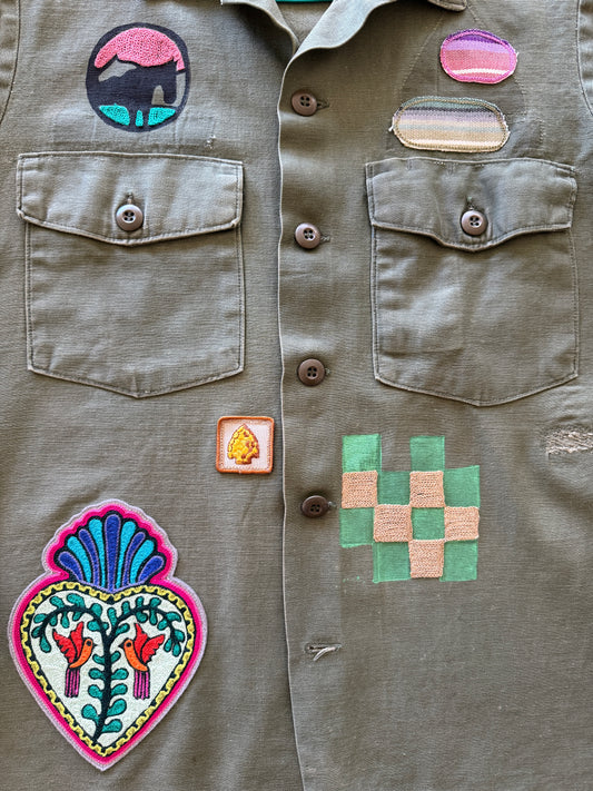 Semi-Custom - Vintage Embroidered Shacket - Love Birds