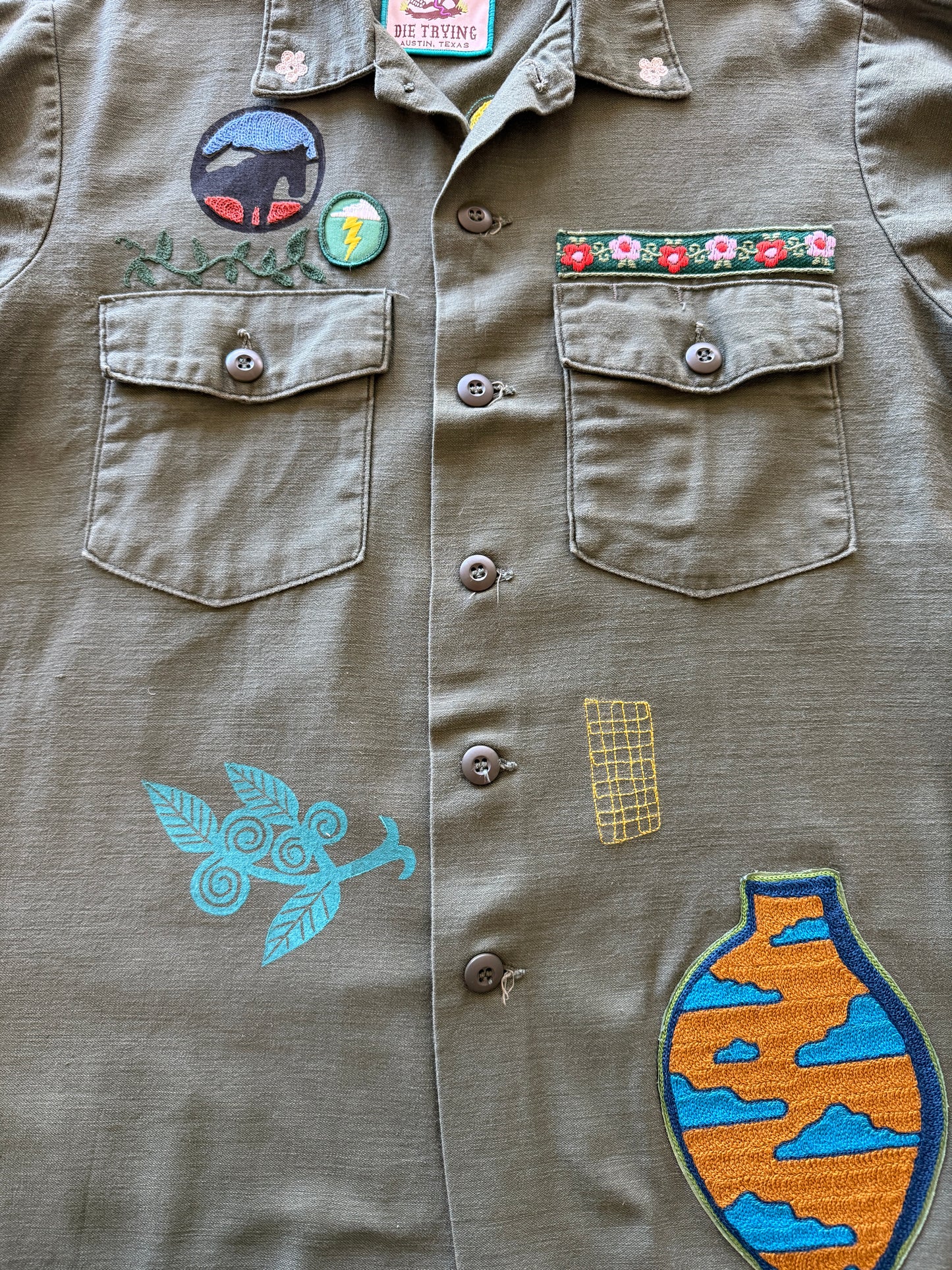 Vintage Embroidered Shacket - Magic Hand - Yellow