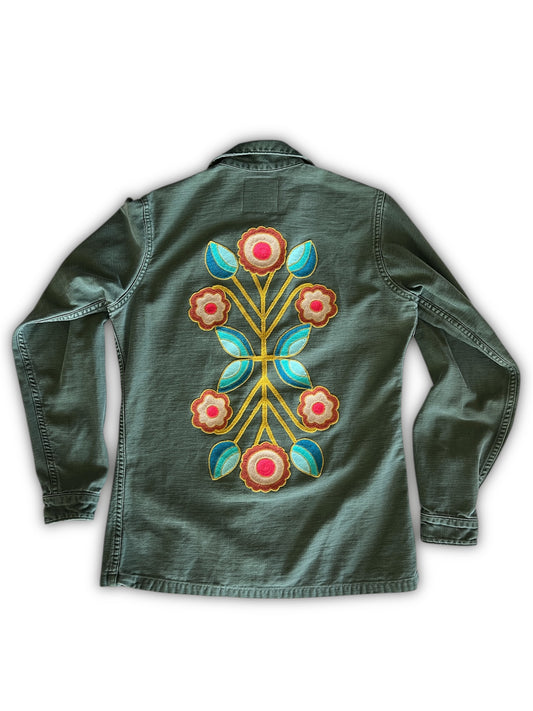 Vintage Military Shirt - Gold Mirror Bloom