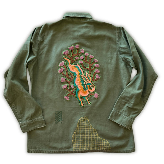 Vintage Military Shirt - Jackrabbit Owl