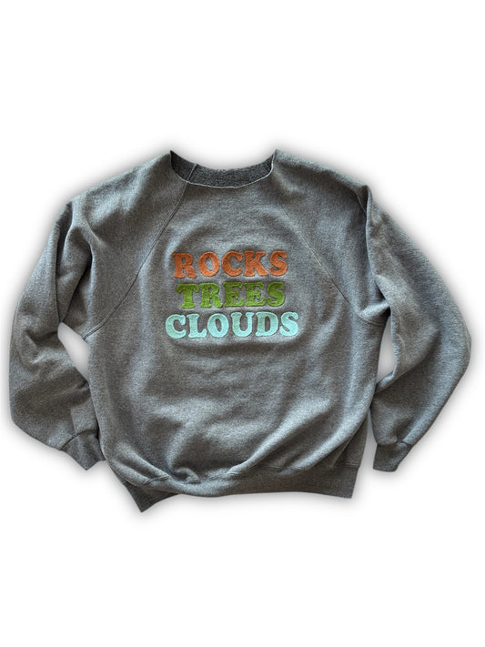 Vintage Sweatshirt - Rocks Trees Clouds