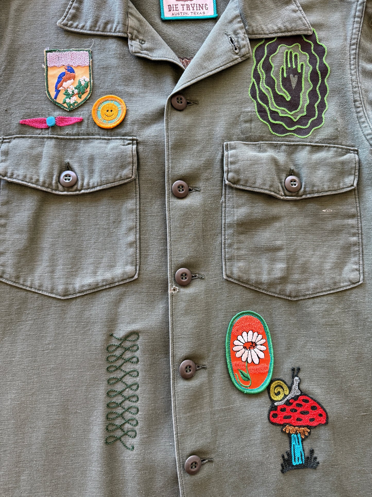 Vintage Embroidered Shacket - Macrame Owl