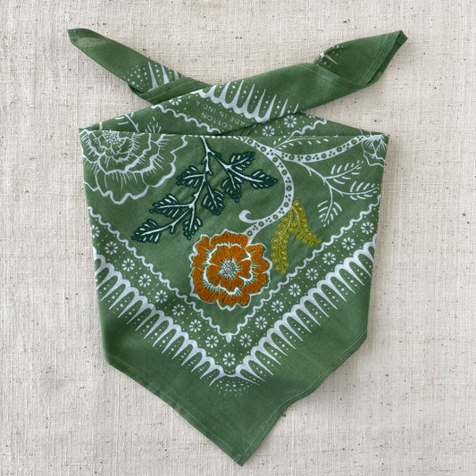 Embroidered Cactus Ramble Bandana-Cotton