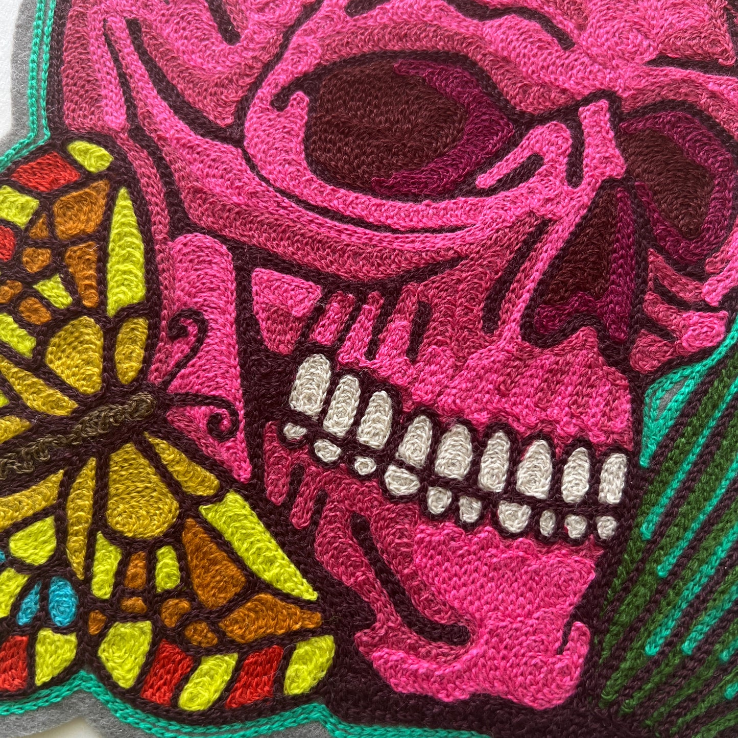Pink Skull Butterflies Backpatch