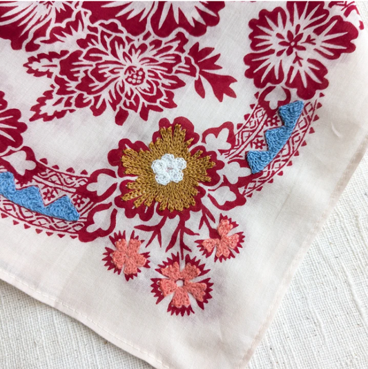 Embroidered Sand Bandana-Cotton