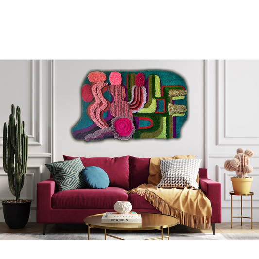 Pink Vibrations Tufted Wall Hanging