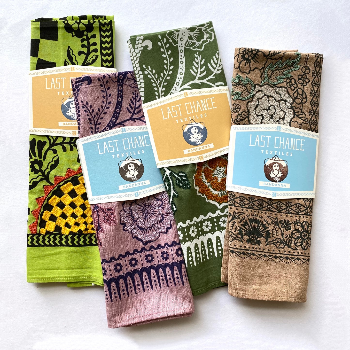 Embroidered Golden Oak Rosey Bandana-Silk