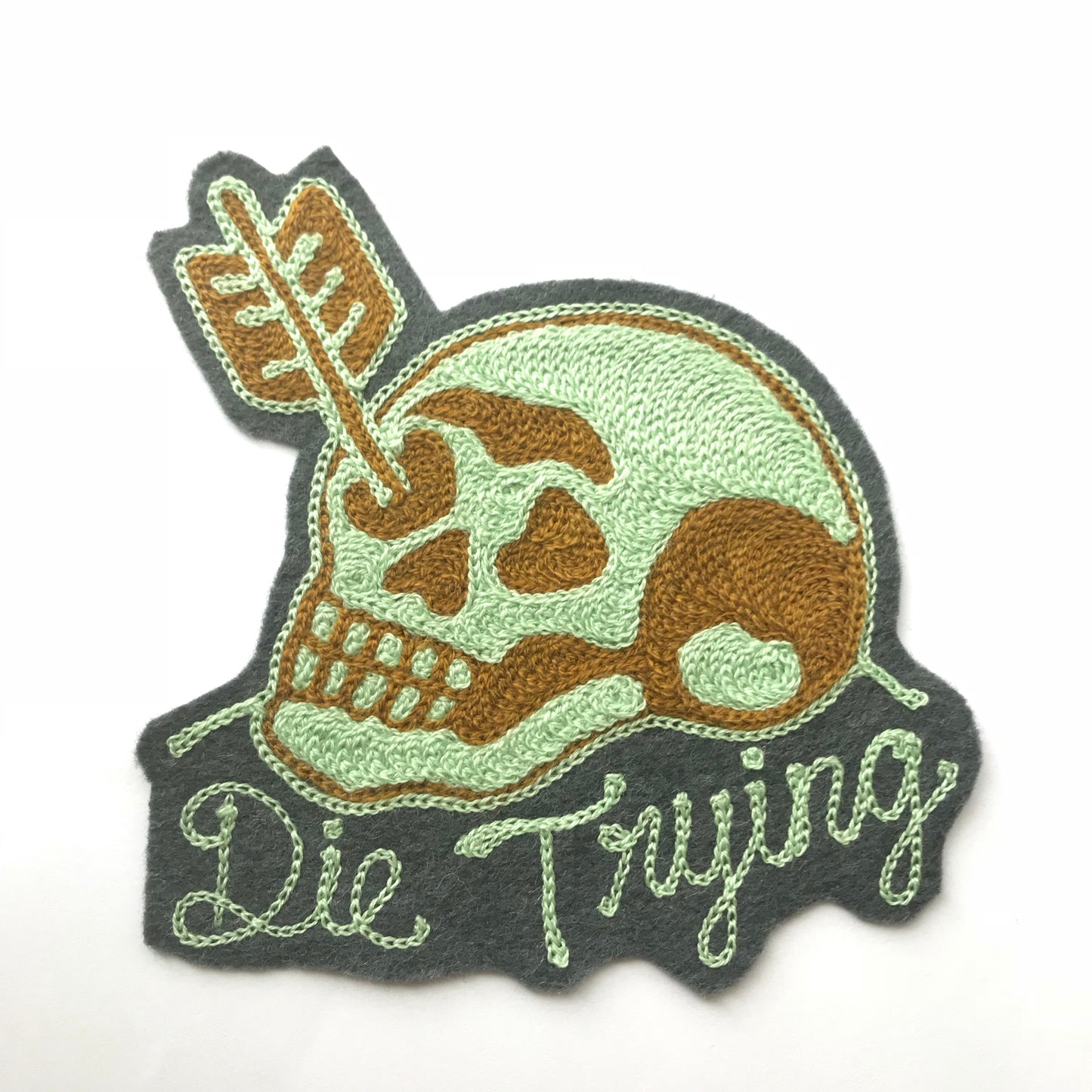 Die Trying Skull Chainstitch Patch