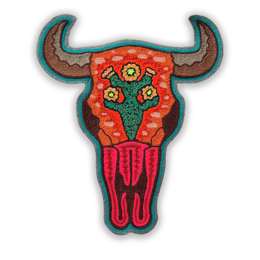 Bull Skull Cactus Backpatch-Orange & Green