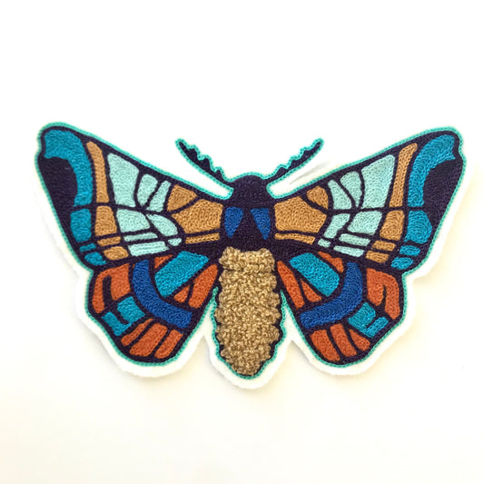Stained Glass Moth Chainstitch & Chenille Patch