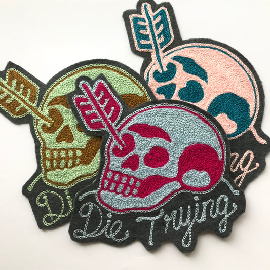 Die Trying Skull Chainstitch Patch