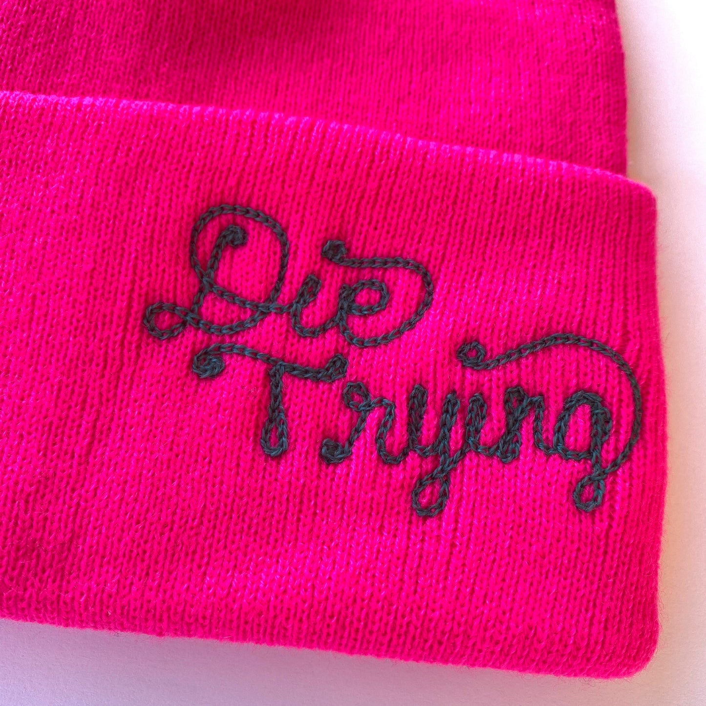 Knit Beanie with Custom Chainstitch