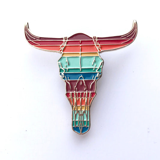 Serape Skull Enamel Pin