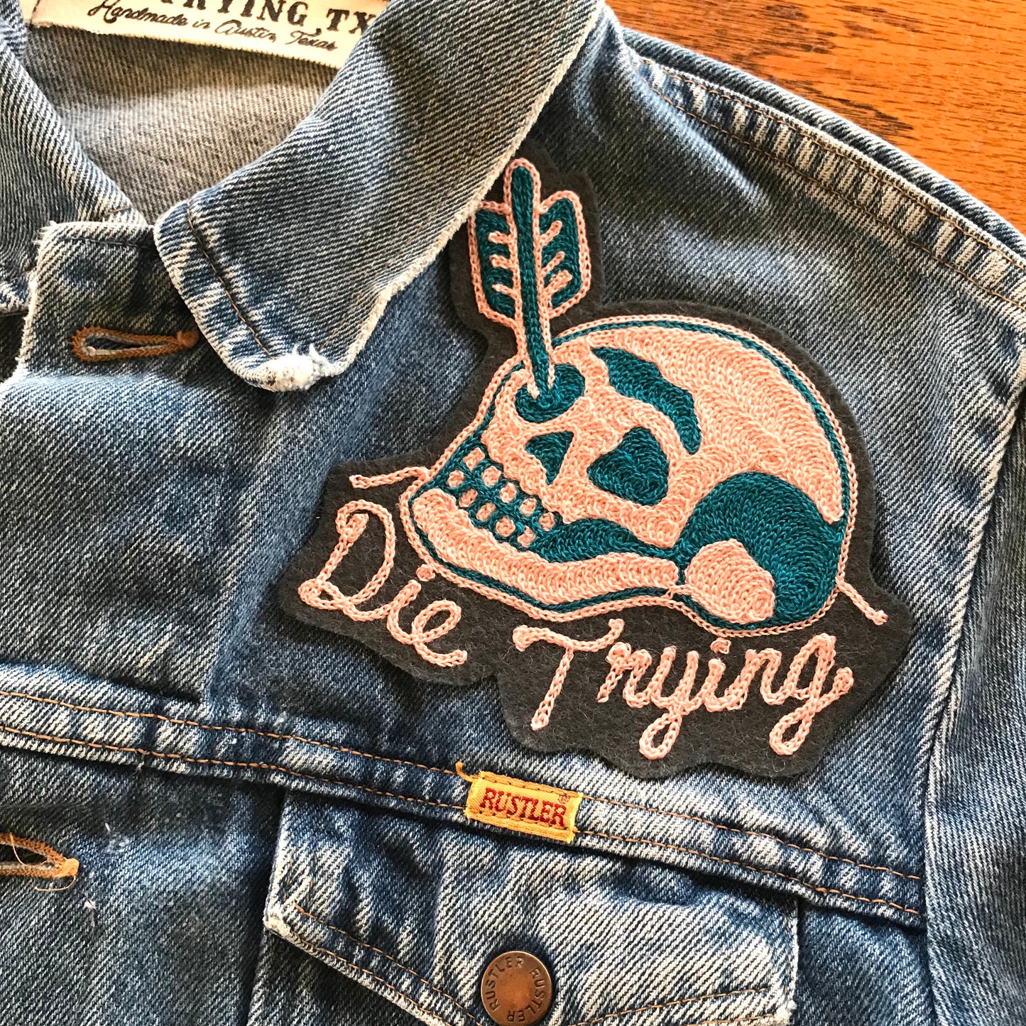 Die Trying Skull Chainstitch Patch