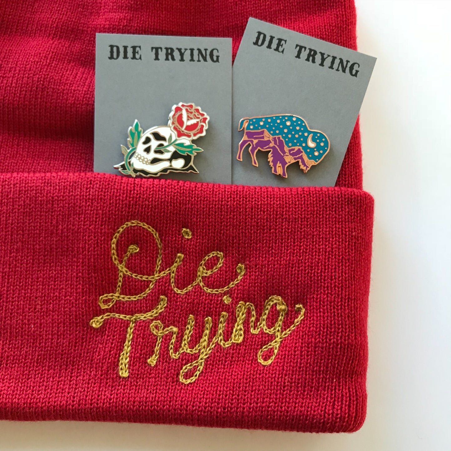 Knit Beanie with Custom Chainstitch