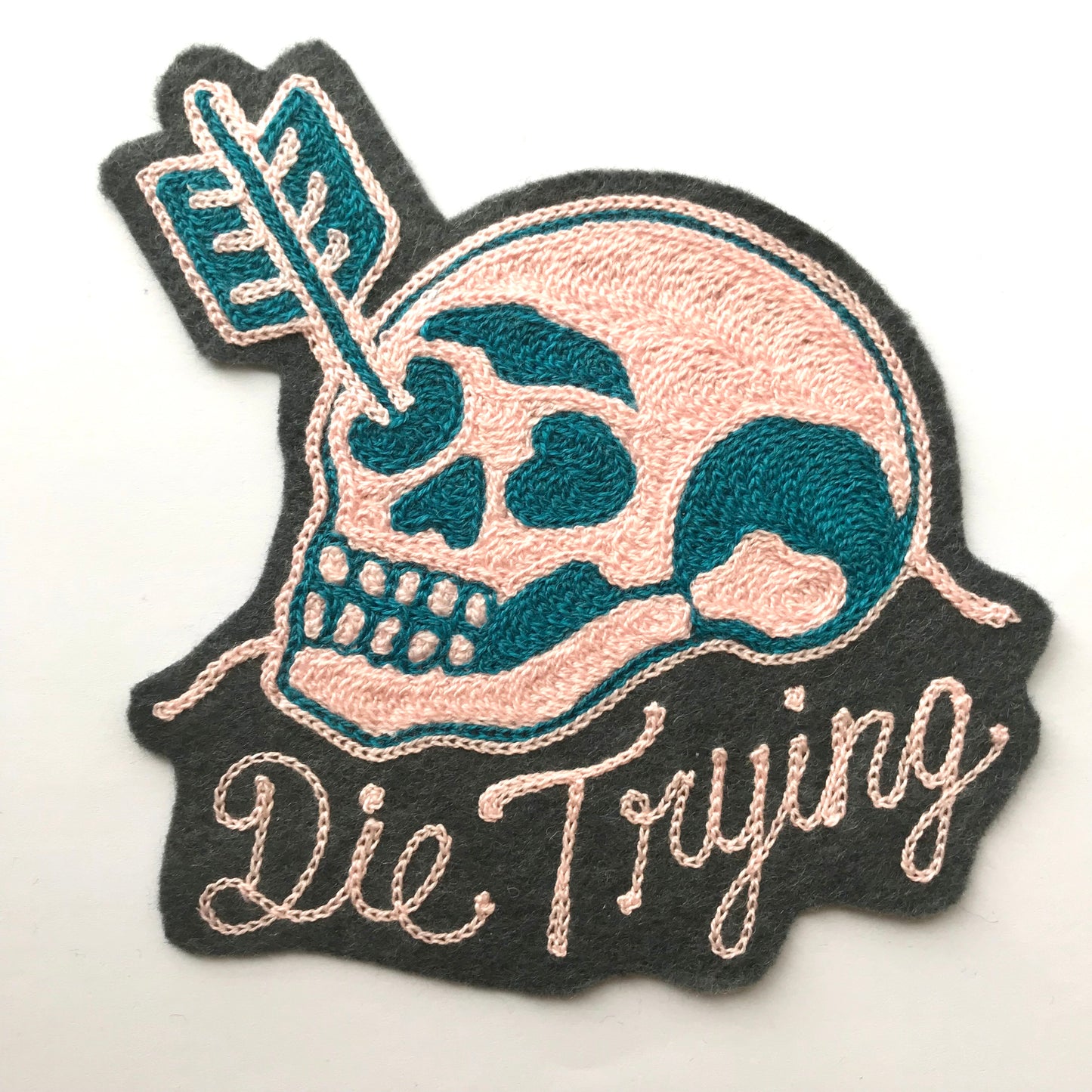 Die Trying Skull Chainstitch Patch