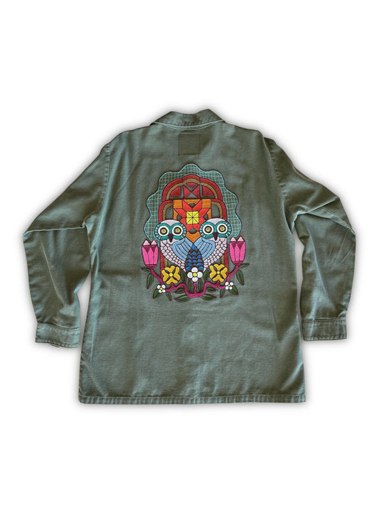 Vintage Embroidered Shacket - Mirror Owls