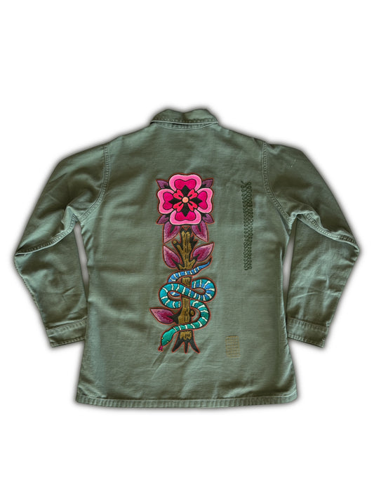 Vintage Military Shirt - Snake Bloom