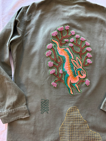 Vintage Military Shirt - Jackrabbit Owl