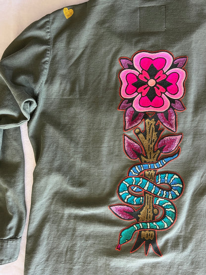 Vintage Military Shirt - Cowgirl Snake Bloom