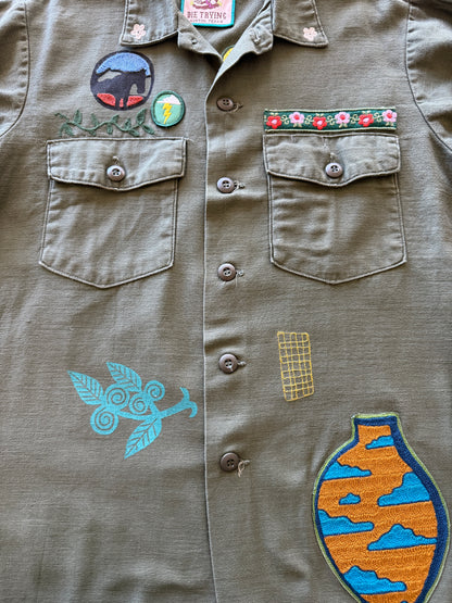 Vintage Embroidered Shacket - Magic Hand - Yellow