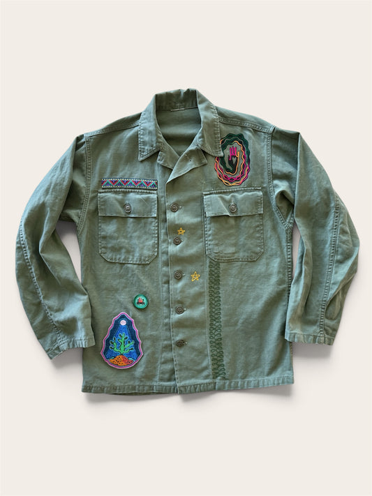 Vintage Green Military Shirt - Jackrabbit Thistle