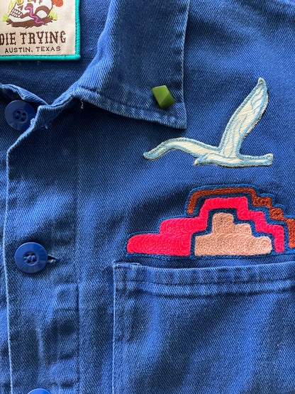 Vintage French Chore Coat - Macrame Owl