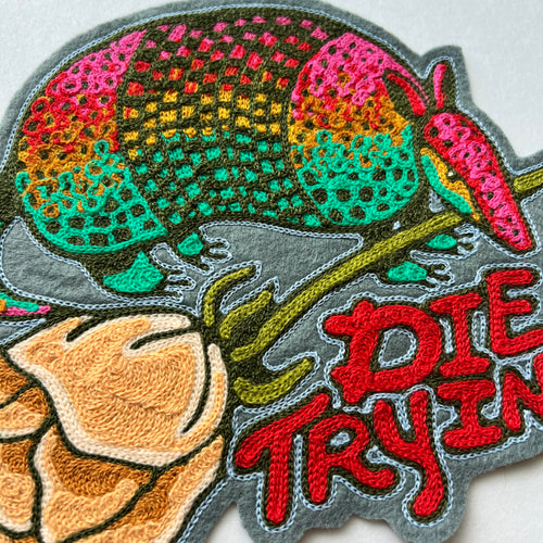 Die Trying Armadillo Rose Backpatch