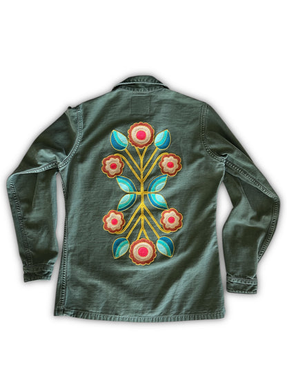 Vintage Military Shirt - Gold Mirror Bloom