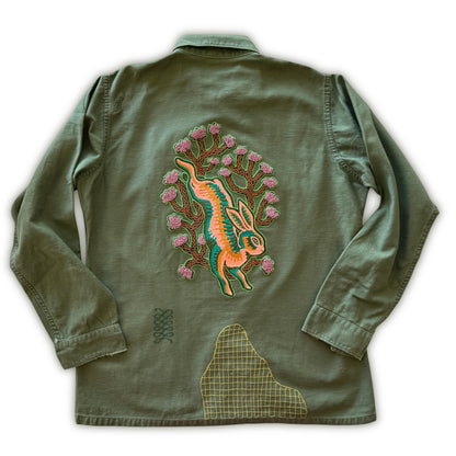 Vintage Military Shirt - Jackrabbit Owl