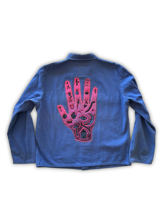 Vintage Embroidered French Chore Coat - Magic Hand - Pink