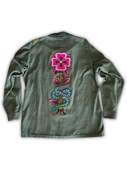 Vintage Military Shirt - Cowgirl Snake Bloom
