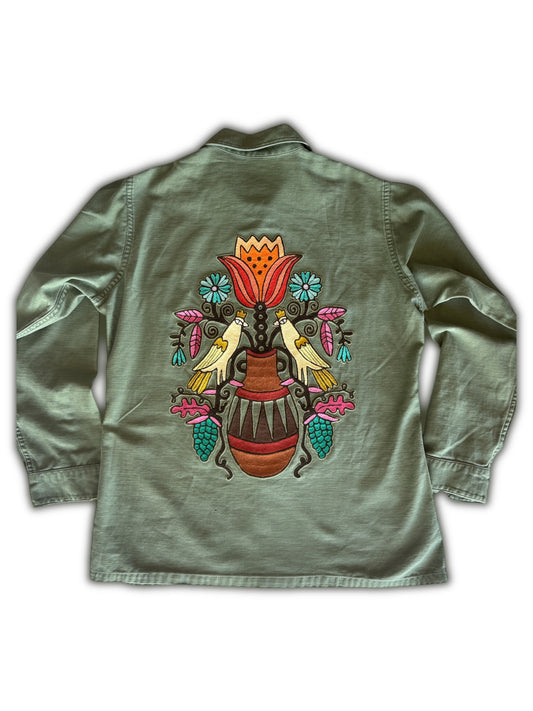 Vintage Military Shirt - Folk Birds