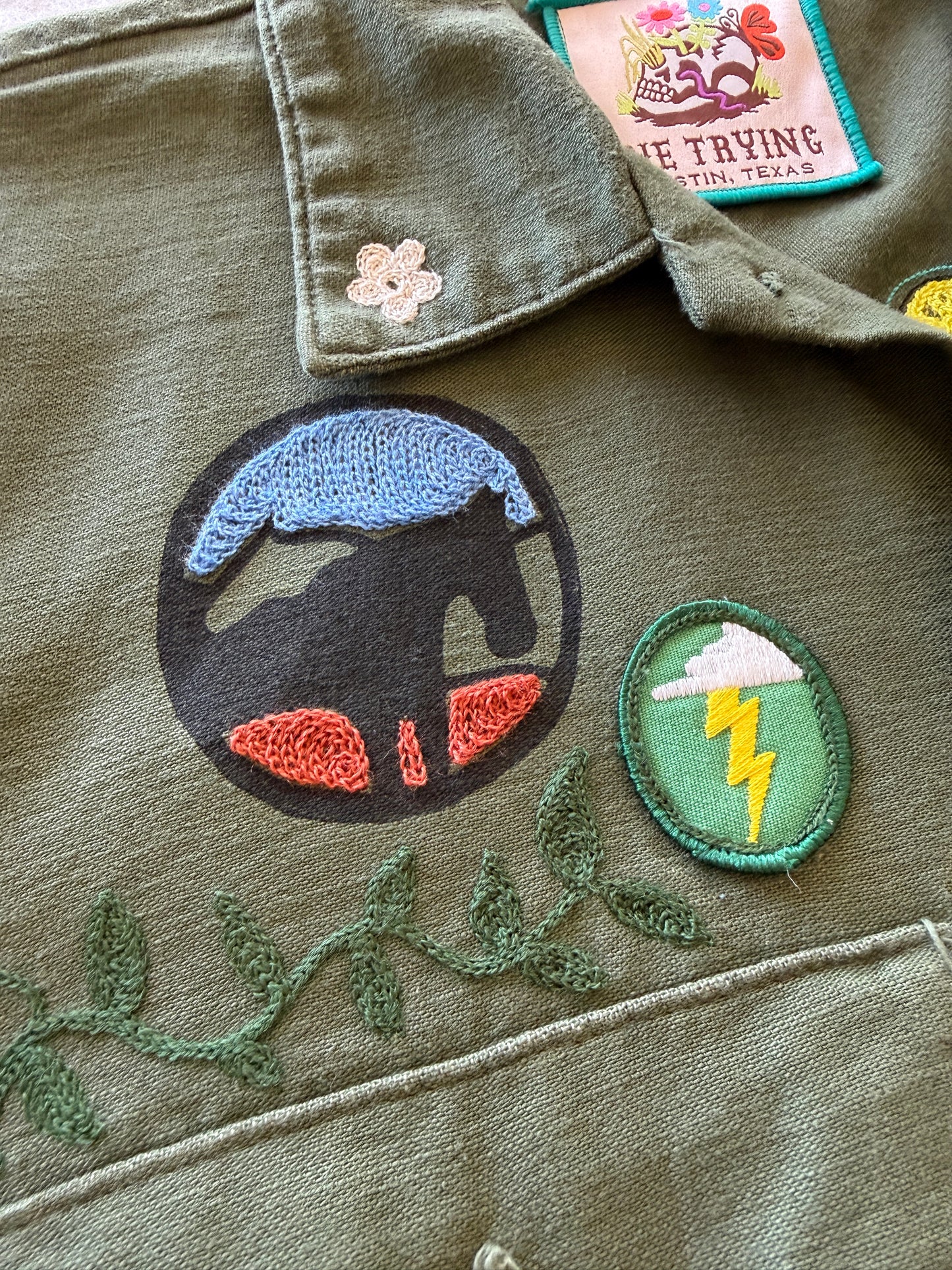 Vintage Embroidered Shacket - Magic Hand - Yellow
