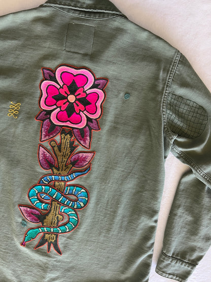 Vintage Military Shirt - Sunshine Snake Bloom