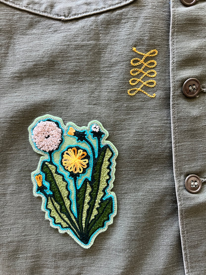 Vintage Military Shirt - Gold Mirror Bloom