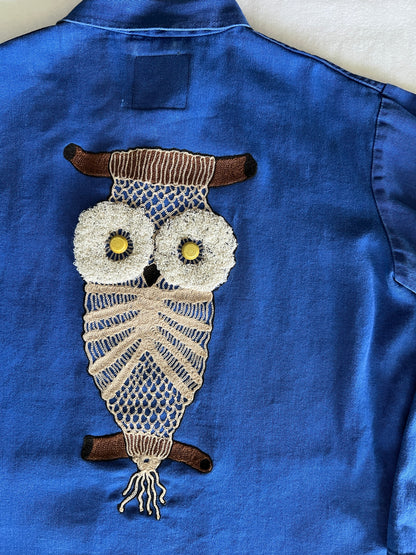 Vintage French Chore Coat - Macrame Owl