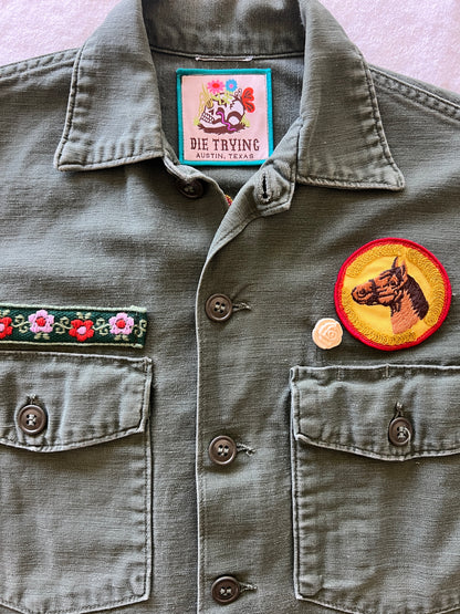 Vintage Military Shirt - Gold Mirror Bloom