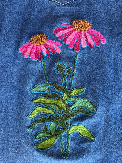 Vintage Denim Pearl Snap Shirt - Coneflower Collage 4