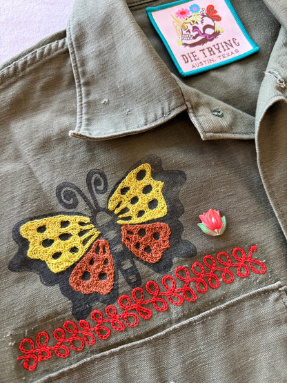 Vintage Military Shirt - Jackrabbit Owl