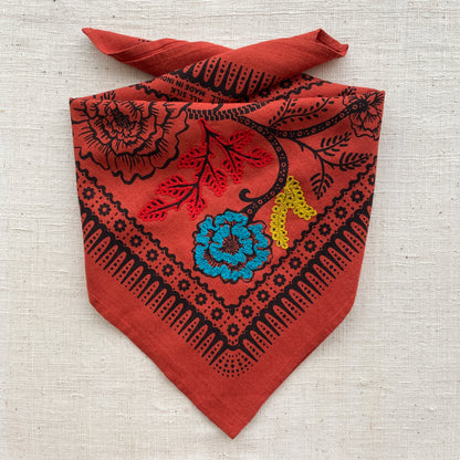 Embroidered Madder Ramble Bandana-Silk