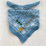 Embroidered Blue Rosey Bandana-Cotton