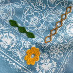 Embroidered Blue Rosey Bandana-Cotton