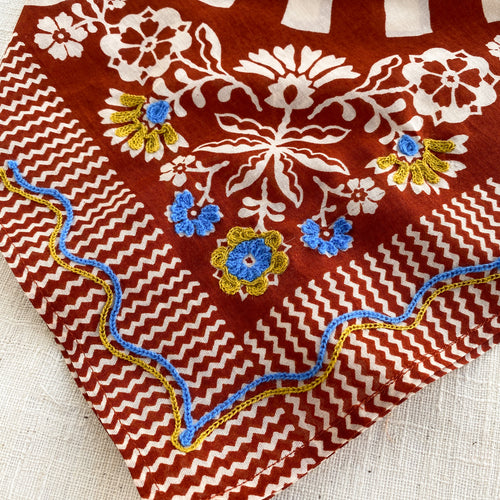 Embroidered Chili Bandana - Cotton
