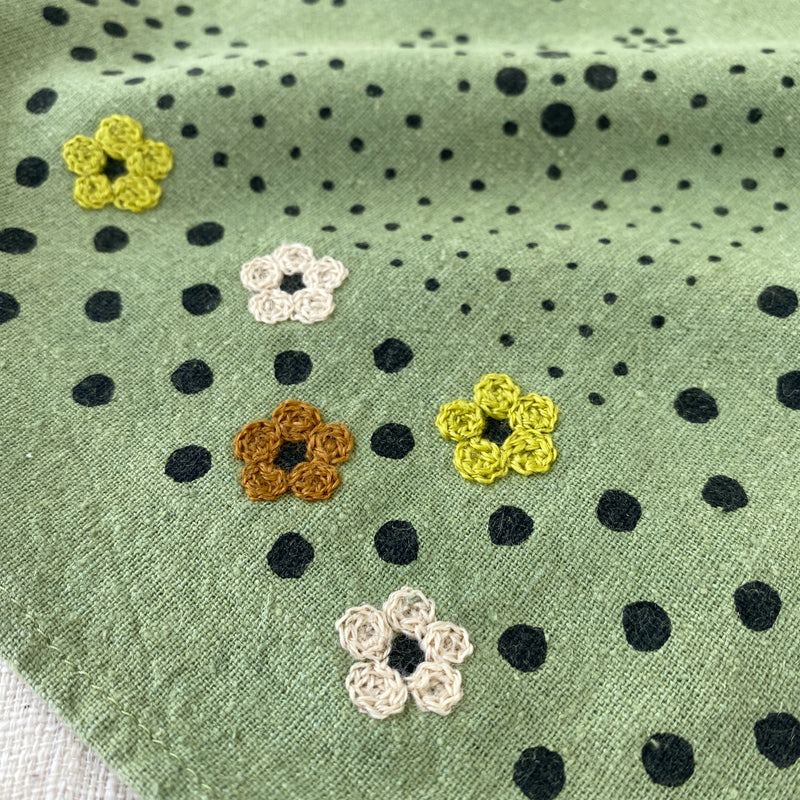 Embroidered Green Dot Bandana-Silk