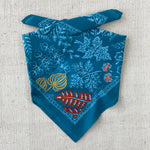 Embroidered Leafy Lake Bandana-Cotton