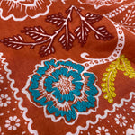Embroidered Terracotta Ramble Bandana-Cotton