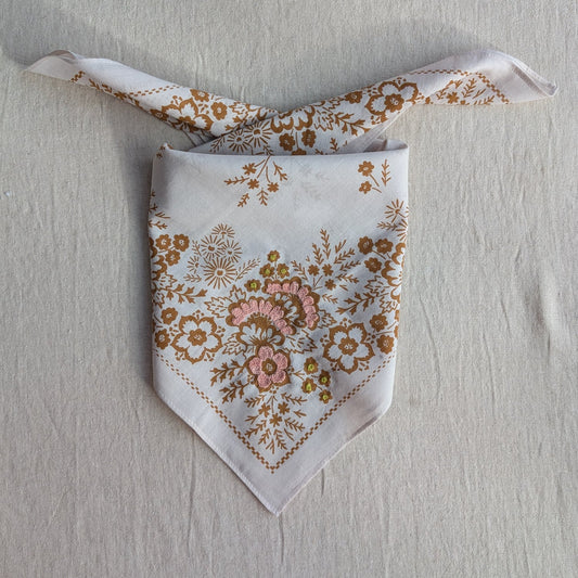 Embroidered Almond Field Bandana-Cotton