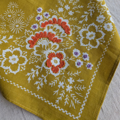 Embroidered Chartreuse Field Bandana-Cotton